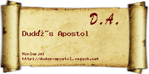 Dudás Apostol névjegykártya
